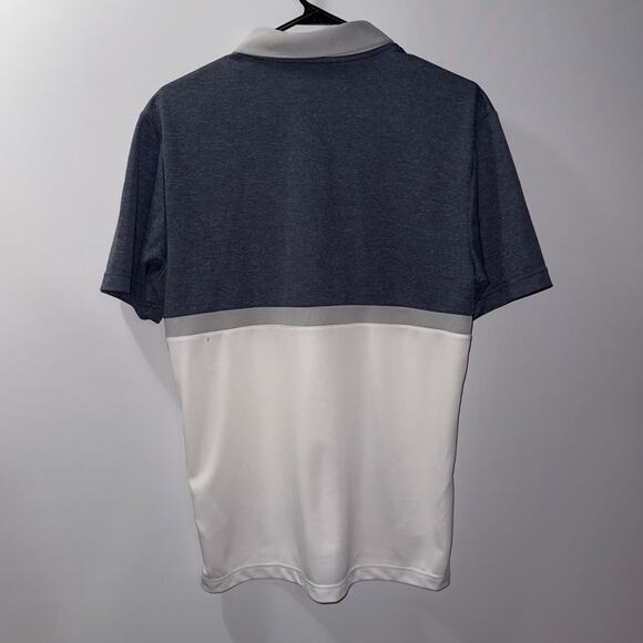 Adidas Gray & White Colorblock Polo Shirt mens Size Small - Picture 2 of 7